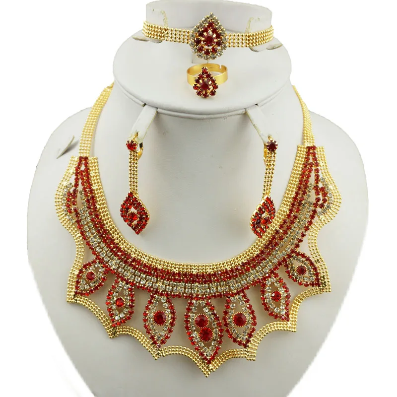 

Luxury jewelry set for ladies colorful stone necklace set african beads jewelry set for women Indian jewellery