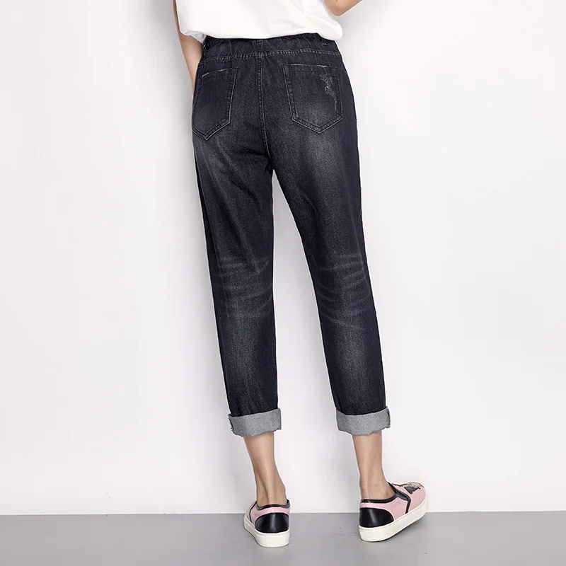 LEIJIJEANS Новое поступление весна размера плюс рваные с дырками отбеленные средняя
