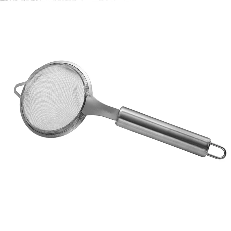 Useful Handheld Kitchen Strainer Stainless Steel Fried Mesh Basket Soya