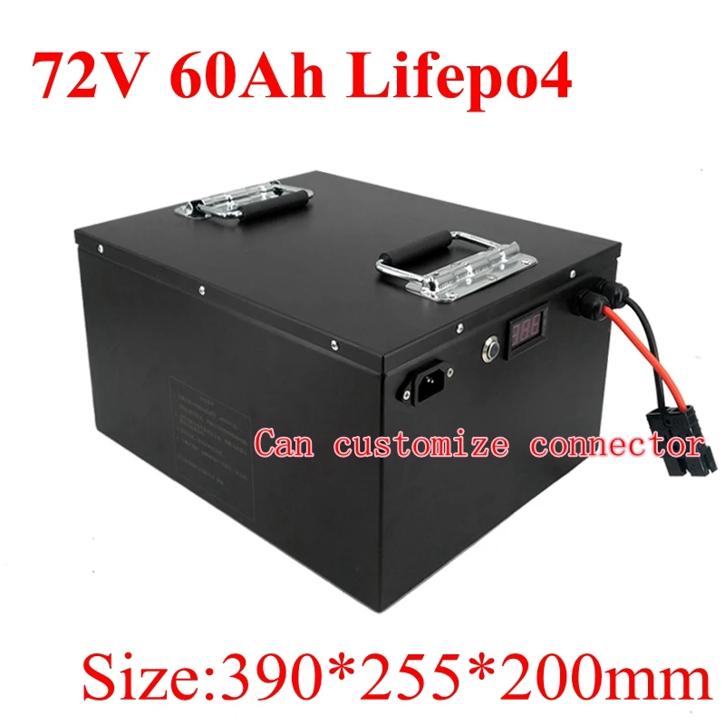 Водонепроницаемая литиевая батарея 72 V 60Ah Lifepo4 BMS для 5500 W 3500 W для велосипеда, мотоцикла, скутера мотоцикла+ 10А зарядное устройство