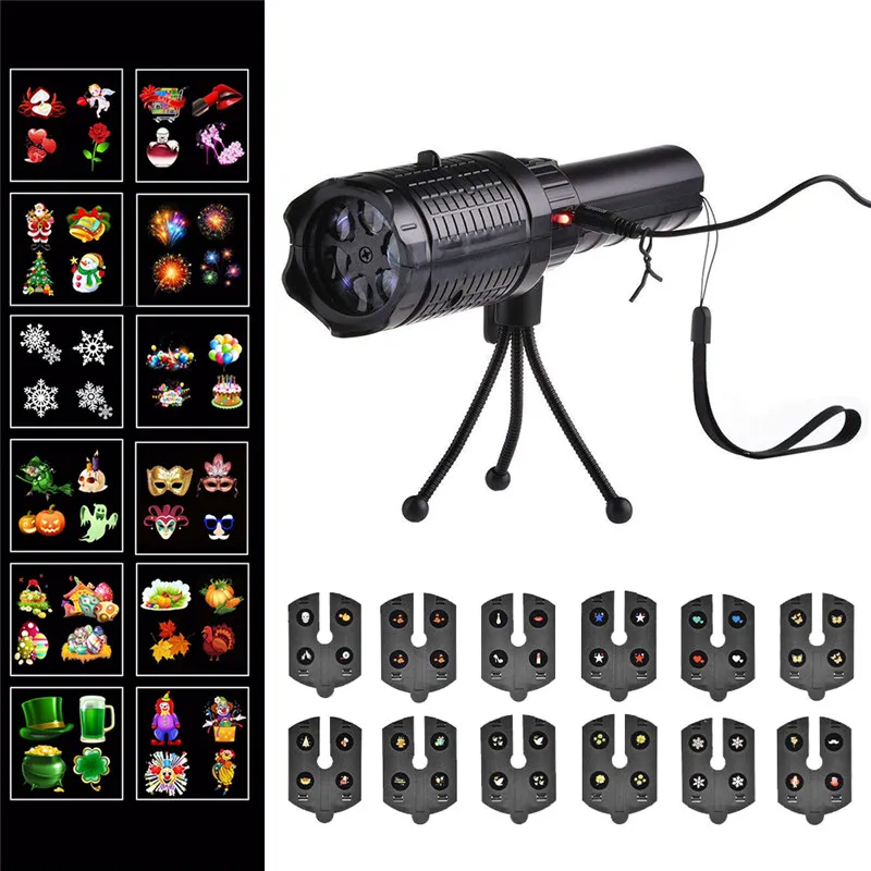 

12 Patterns LED Christmas Snowflake Projector Outdoor Stage Light Waterproof Disco Lights Home Garden Star Light Indoor Decor