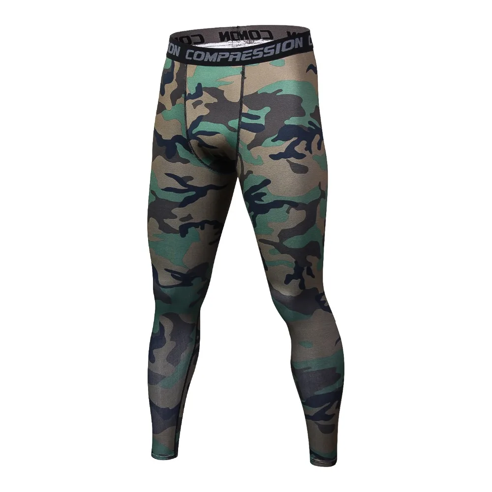 

Men Compression Pants Tights Casual Bodybuilding Mans Trousers Brand Camouflage Army Green Skinny Leggings Slim Fit Fitness Pant