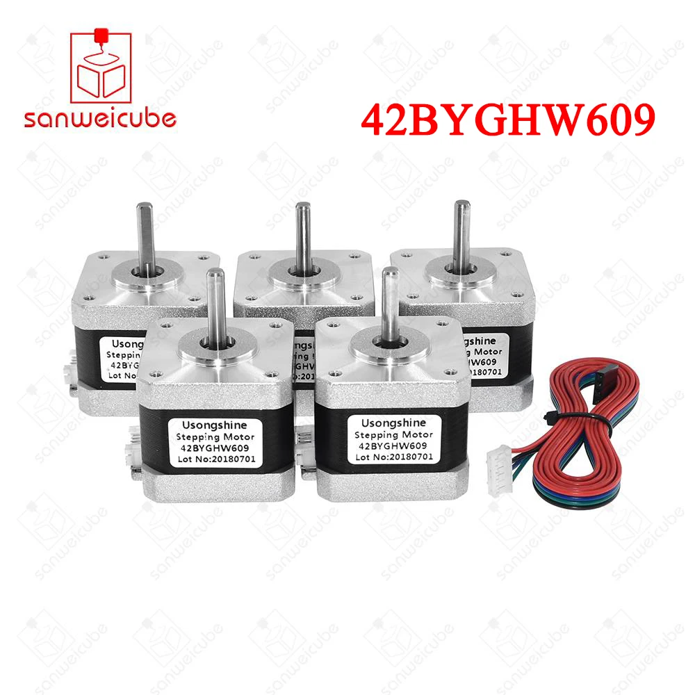 

5pcs/lot 42BYGHW609 4-lead Nema 17 Stepper Motor 42BYGHW609 56oz-in 40mm 1.7A Motor CE ROSH ISO CNC Laser Grind Foam Plasma Cut