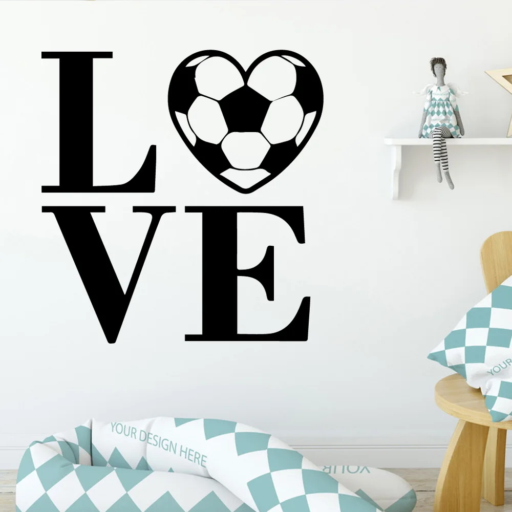 Мультфильм любовь настенные наклейки на тему футбола Современный Настенная декоративная наклейка гостиная спальня съемный для детской