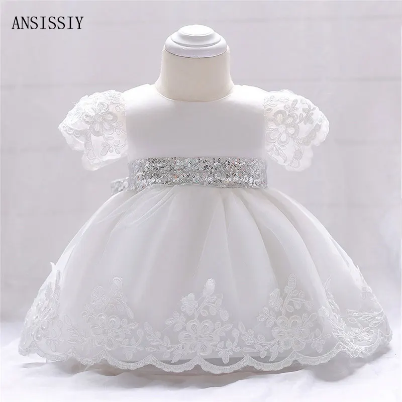 

Fairy Ruched Baby Girls Sequin Wedding Dress 1 Year Birthday Outfits Tutu Newborn Baby Girl Baptism Clothes Hundred Days Gift