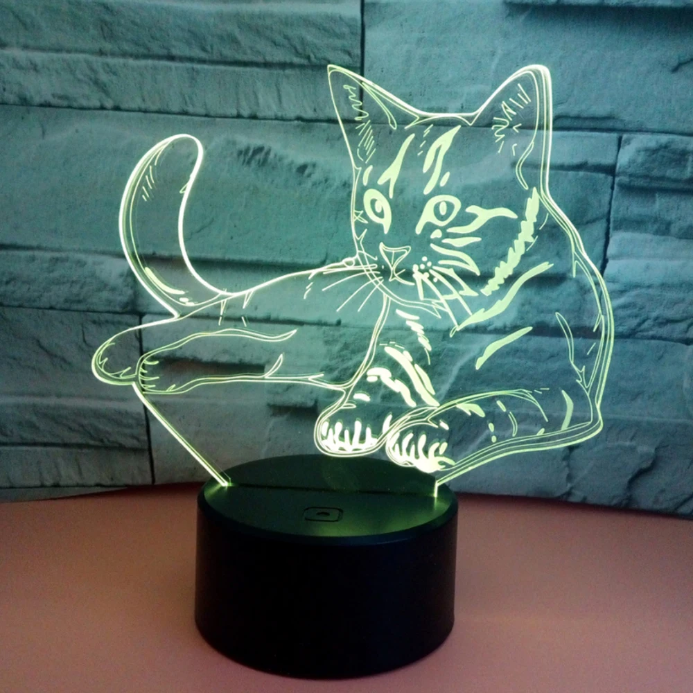 Кошка 3 d стерео и лампа LED красочный сенсорный градиент гостиная спальня