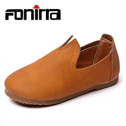 Fonirra/Новая повседневная однотонная обувь без шнуровки с простым квадратным носком для мальчиков, удобная мягкая подошва, Детские лоферы на