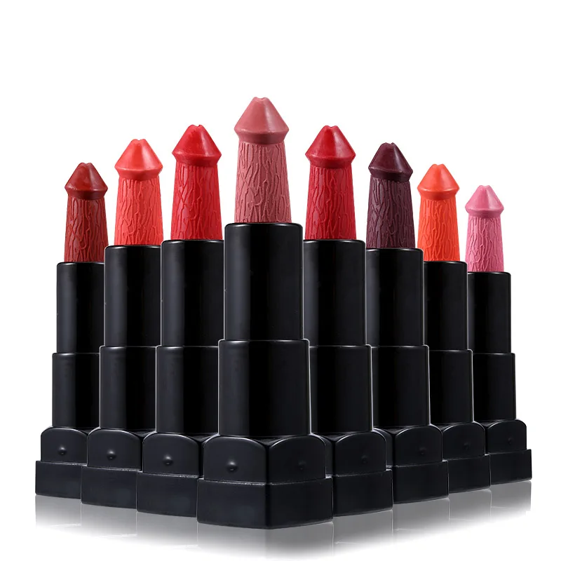 Brand 6 Colors Mushroom Lip Stick Penis Shape Lipstick Long Lasting Moisturing Cosmetic Rouge Pop Matte Nude Lips Makeup Kit