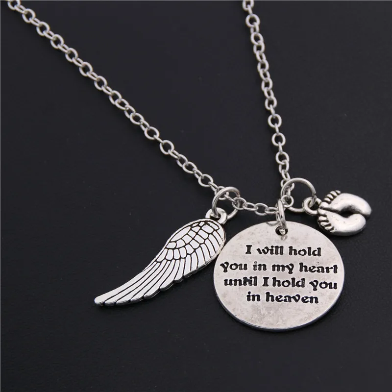 

1pc Memorial Jewelry "I Will Hold You In My Heart Until I Hold You In Heaven" Loss of Baby Sympathy Gift Pendant Necklace
