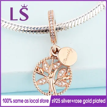 

LS 100% New Rose G.old Plated Family Heritage Dangle CharmFit Original Bracelets Pulseira Paracord 925 Fine European Jewelry N