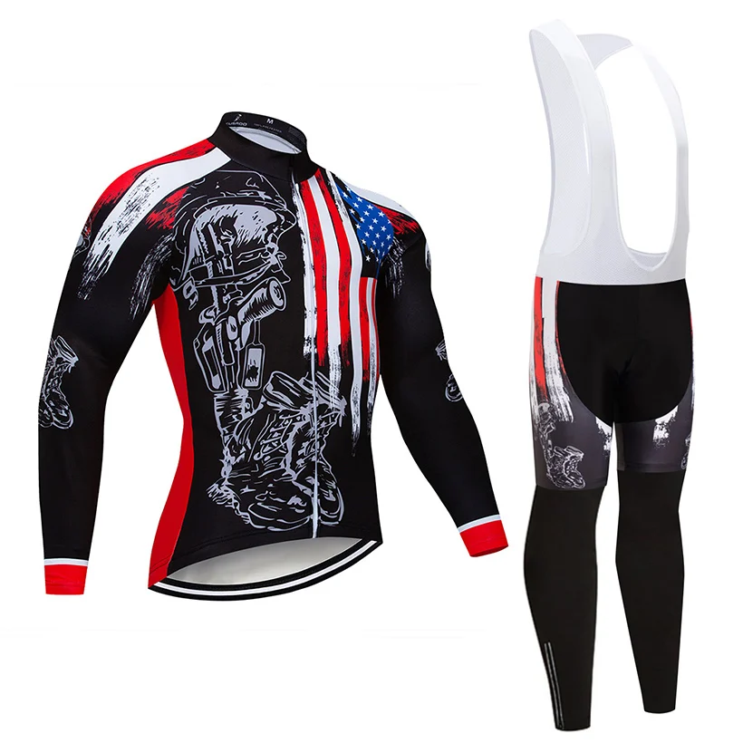 

2019 USA Cycling Jersey Set Bicycle Clothes Wear Bike Clothing Ropa Ciclismo MTB Uniform Breathable Mens Long Maillot Culotte