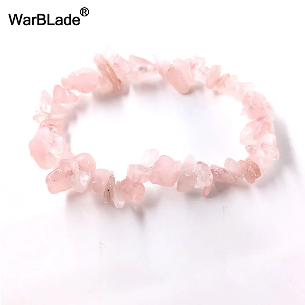 WarBLade Irregular Natural Gem Stone Bracelet Stretch Chip beads Nuggets Amazon Rose Crystal Quartz Bracelets Bangles Women,bracelet jewelry