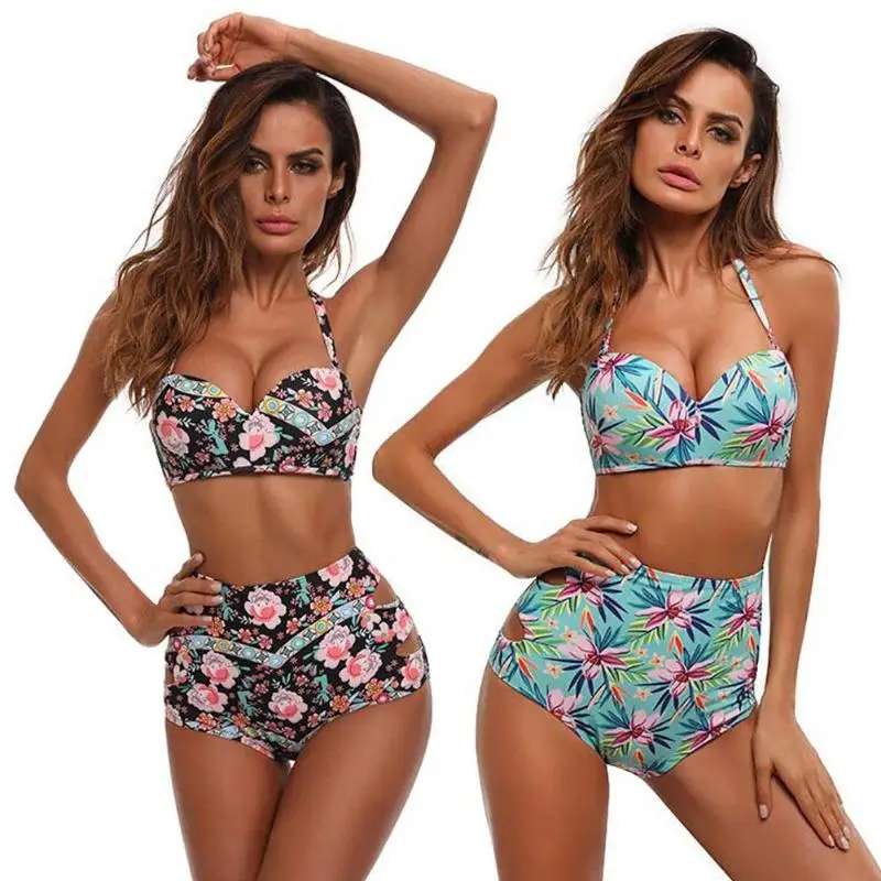 

High Waist Bikini Set Split Swimsuit Women Push Up Swimwear Bathing Suit