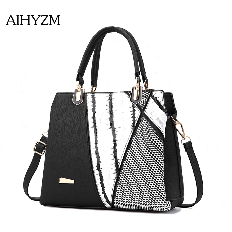 

AIHYZM Snakes High Quality Women Fashion 2018 Bolsa Feminina Splicing Shoulder Bag Hand Bags Designers Brand Luxury Handbags Bag