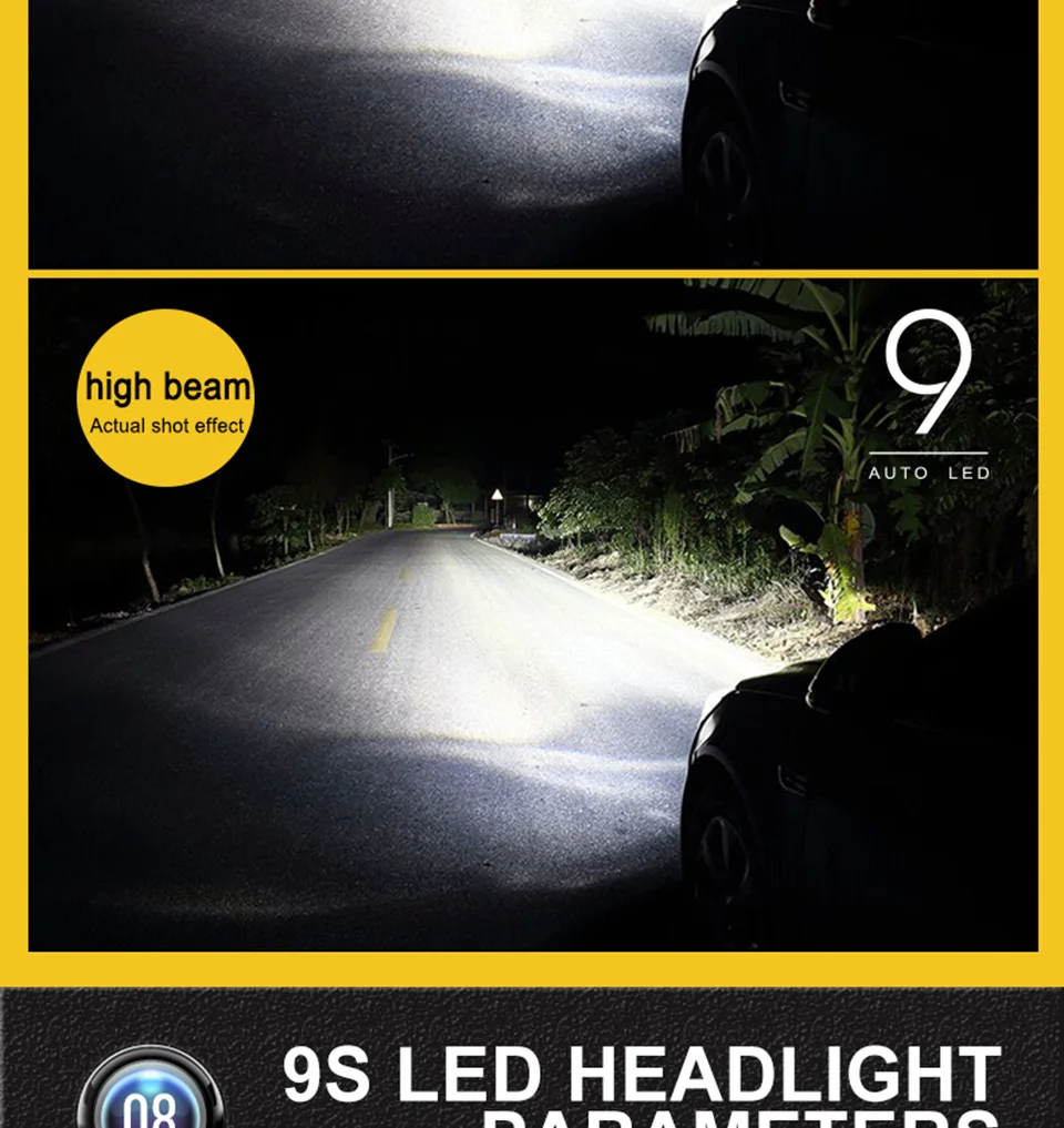 LED Car Lights H1 H4 H7 H11 9005 9006 Auto Headlamp Bulbs 12V 24V Cars Headlights 80W CREE LED Chips 6000K White Lamp (13)
