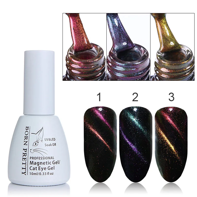 BORN PRETTY 10ml 3D Cat Eye UV Gel Polish Chameleon Magnetic Gel Soak Off UV Gel Varnish Manicure Nail Art Color