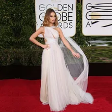 Fee Goldene Globale Academy Awards 2016 Oscar Nude Faltete Red Carpet Dresses Elegante Tüll Berühmtheit Abend Prom Kleider OE4