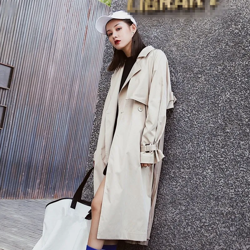 

2018 New Women Solid Pleated Long Trench Coat 2018 Fashion Big Size Windbreaker Elegant Long Sleeve Loose Overcoat