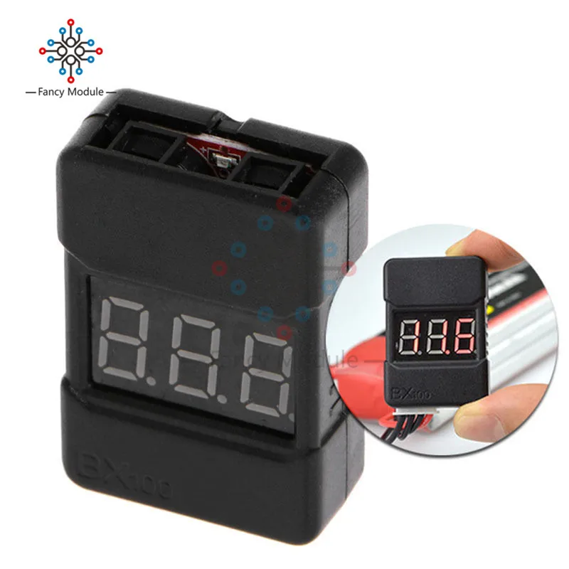 BX100 1 8S Lipo Battery Voltage Tester Low Voltage Buzzer Alarm LED