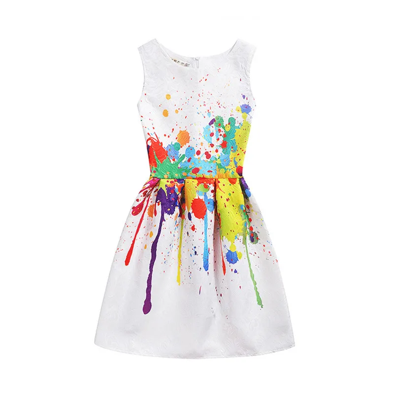 

Children's Clothes for Girls Summer Sleeveless Big Girls Dresses Party Kids' Things Cartoon Printing 10 Year Old Girl Dress