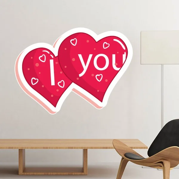 Valentine's Day Pink Double Heart Shaped I Love You with Spots