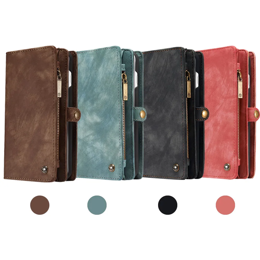 

NEW CASEME Full Business Shockproof With Card Pocket For Apple iPhone 8 4.7 2-in-1 14 Slots Wallet Zip Leather Case