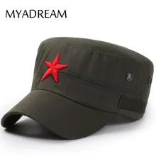 MYADREAM 3D Красная Звезда вышивка кость Военная Кепка черная армейская зеленая шляпы с плоским верхом для мужчин женщин армейская Gorras Boina уличная шляпа от солнца