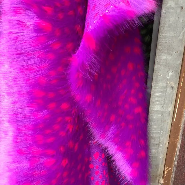 Long Pile Faux Fur Fabric Luxury Leopard Jacquard Two-colors