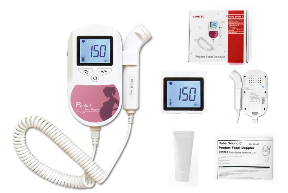 

US seller Prenatal Fetal Doppler 3MHz Probe,Baby Heart Monitor,Backlight LCD,Gel
