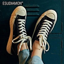 ESUDIAMON New Fashion Canvas Casual Shoes Men Leisure Black Canvas Vulcaniz Shoes Lace-up Low Top Footwears Zapatos Solid White