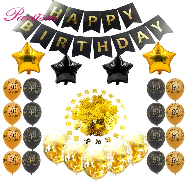 Anniversary Party Inflatable Helium Balloon Happy Birthday Gold 30 40 50 60 Confetti Ball Decoration Birthday Party Supplies