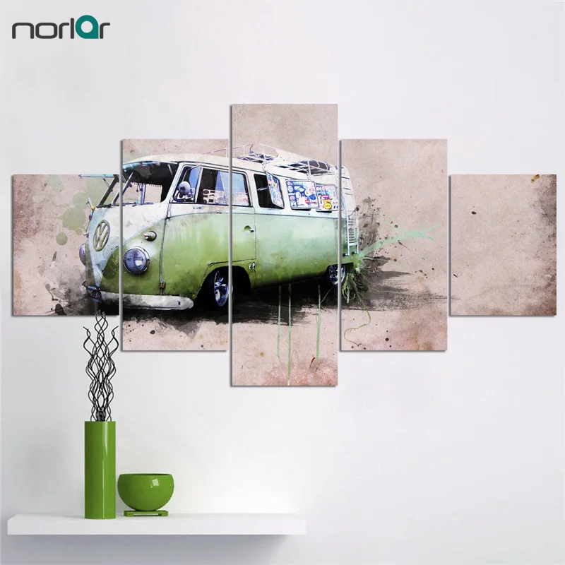 Cartel Impreso De 5 Paneles Volkswagen Kobi Arte Clasico Lienzo Con Pintura De Acuarela Poster Decoracion Del Hogar Sin Marco Classic Art Print Posterwatercolor Poster Aliexpress