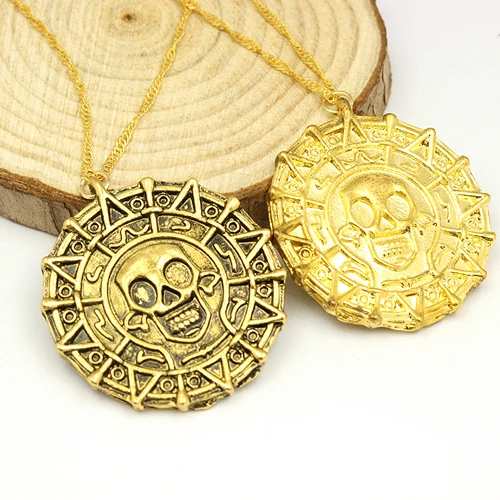 

Fashion Jewelry Vintage Charm Alloy Aztec Coin Pendant Necklace Pirates of the Caribbean
