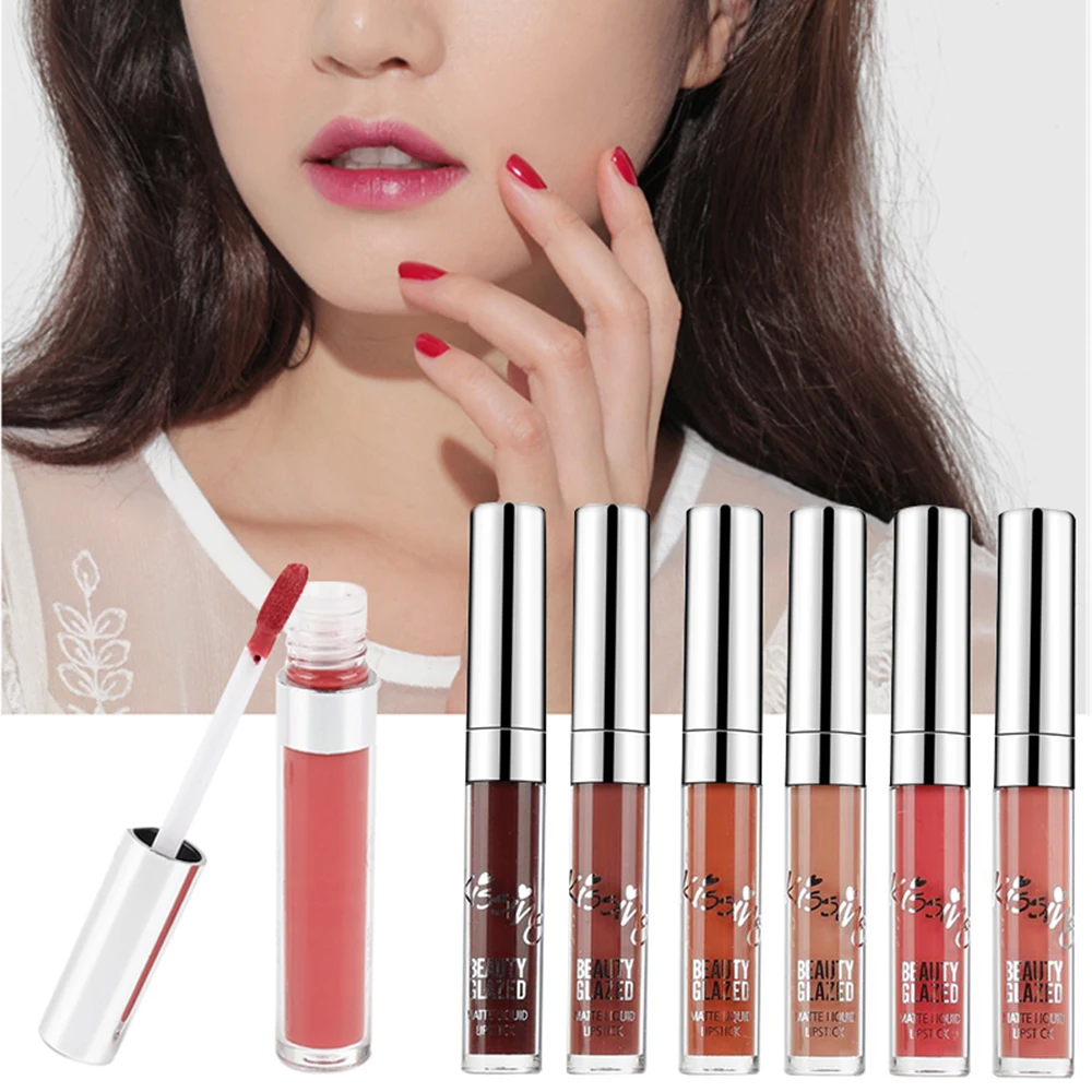 

Beauty Glazed 6Pcs/Box Make Up Liquid Lipstick Gift Set Makeup Long Lasting Moisturizer Waterproof Lip Gloss Lip Tint TSLM2