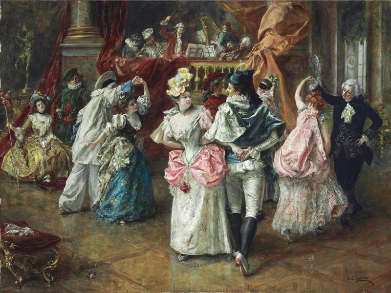 

Classical figurative painting canvas poster beauty picture portrait pastoral style dancing ball modern home decor