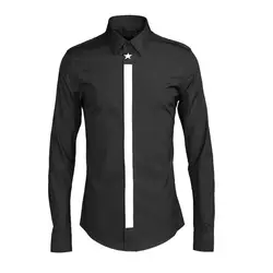 Высокая-конец Длинные рукава Хлопчатобумажная Рубашка Мужская модный бренд черные рубашки мужской сплошной Повседневная рубашка мужская