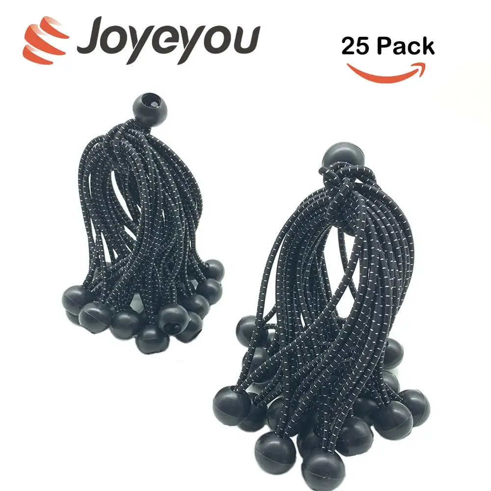 Joyeyou 25-Pack шаровые банджи-шнуры эластичная струна для навеса, брезента, ремней, палатки