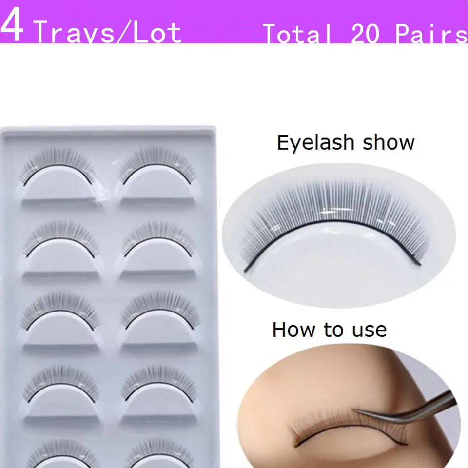 4 Trays/Lot makeup Practicing Teaching fake eyelashes For Beginner