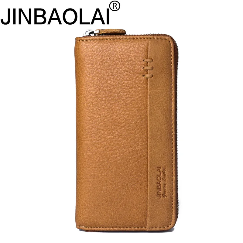 

Cowhide Men Genuine Leather Long Wallet Handbag Money Hanag Coin Zipper Pocket Man Card Credit Holder Wallets Purse Male Clutch
