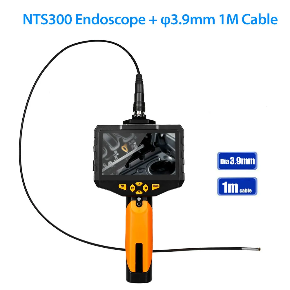 

New NTS300 Dia 3.9mm 1M Inspection Tube Snake Camera Endoscope Handle Display Borescope DVR 360 Rotated 4.3" LCD Screen 16GB