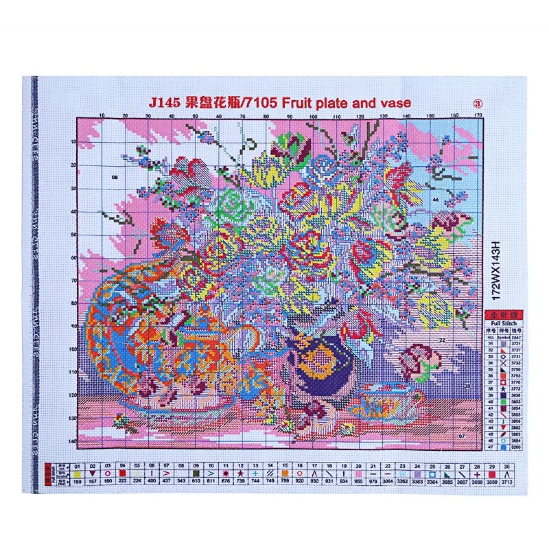 Сделай Сам Рукоделие Фруктовая тарелка и ваза фрукты и цветы домашний декор картины DMC Счетный Набор для вышивки крестом для вышивки