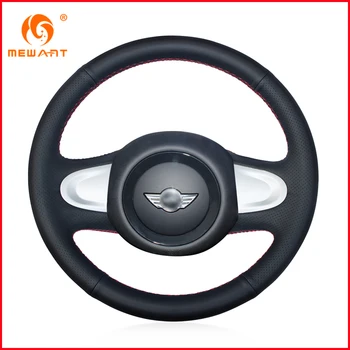

MEWANT Black Genuine Leather Car Steering Wheel Cover for Mini Coupe 2013 (2-Spoke) Interior Accessories Parts