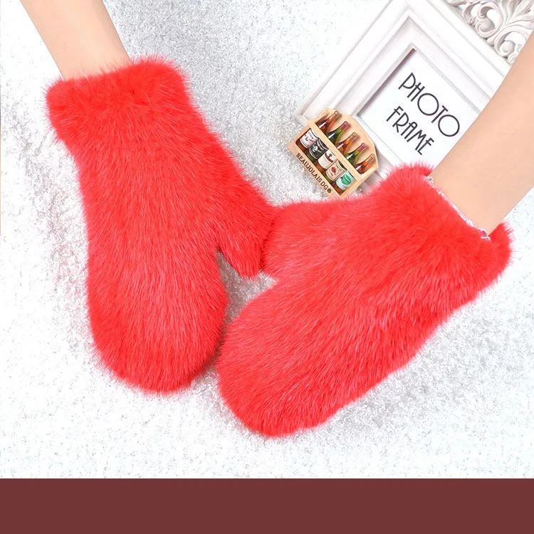 006 Новые популярные зимние женские перчатки из натурального меха норки милые женские перчатки из натурального меха норки Хорошие эластичные женские зимние вязаные - Цвет: red A