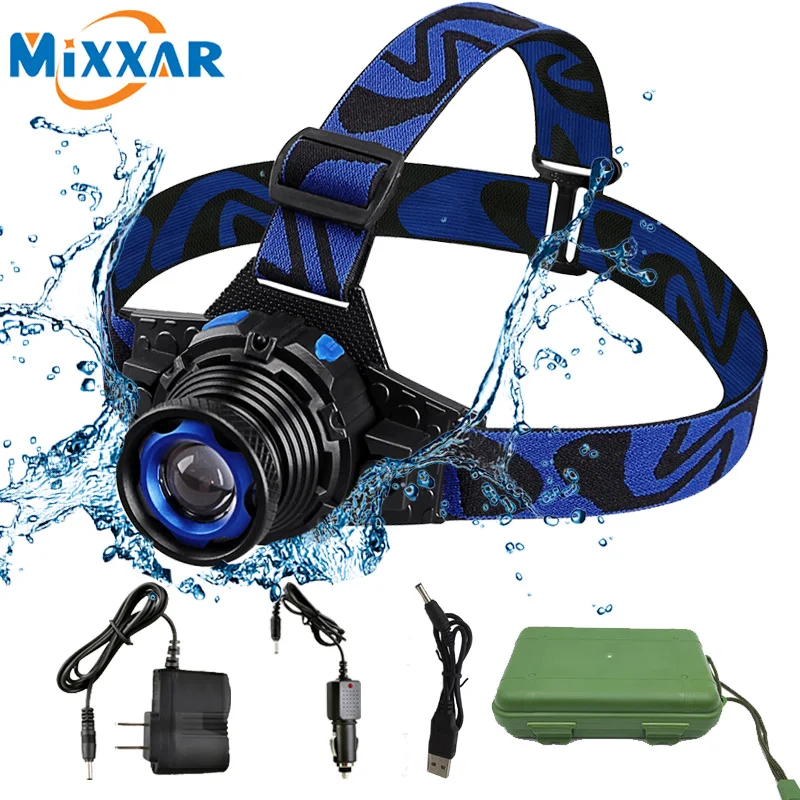 

ZK20 6000LM Waterproof LED headlamp rechargeable headlight Q5 LED Rotary zoom 3 modes head lamp Built-in battery + charger + USB