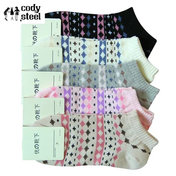 

Cody Steel Women Shallow Mouth Socks Fashion National Wind Short Socks Summer Woman Casual Cotton Girl's Boat Socks 5pairs/lot