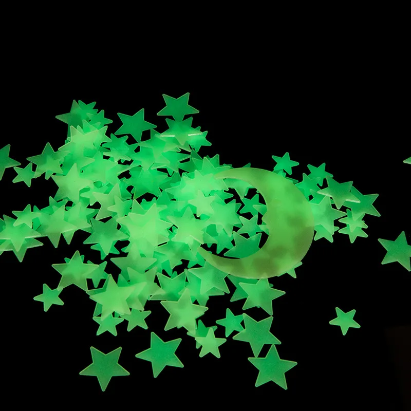 Пластиковые флуоресцентные Серебристые 3D настенные стикеры со звездами и небом, настенный светильник для детской комнаты, Рождественские Свадебные украшения для потолка