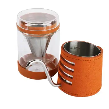 

Coffee Pot Set Drip Pot Long Mouth Pot Hand-washed Coffee Machine Gift Box (Brown Set) maquina capuchino