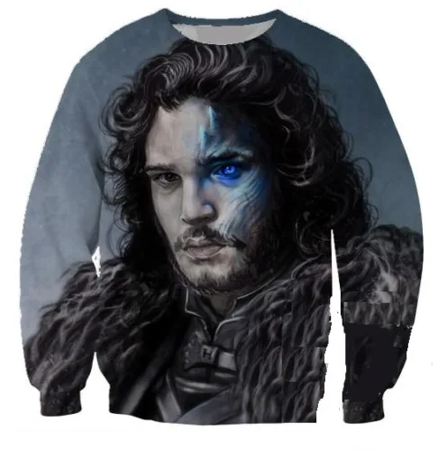 

New 3D Hip HOP Sweatshirt Game Of Thrones Dragon Jon Snow Khaleesi Arya Stark Lannister Famous Brand Hoodies