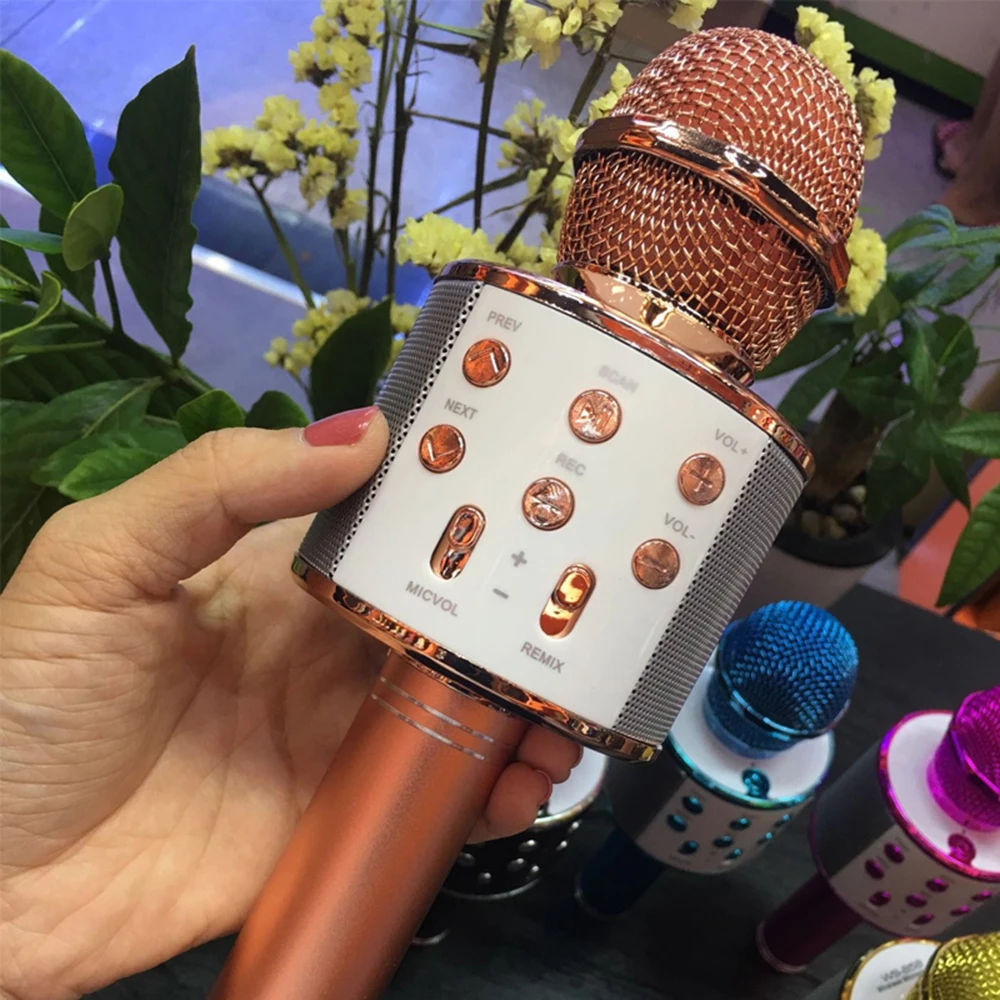Профессиональный Bluetooth беспроводной микрофон WS-858 караоке динамик микрофона ручной музыкальный плеер микрофон для вокала, с рекордером KTV MIC