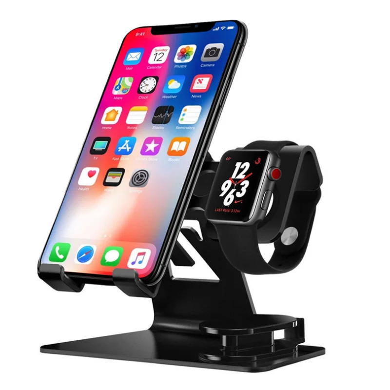 

Aluminum 2 in 1 Charging Dock For iPhone X XR XS Max 8 7 6 Apple Watch Airpods Charger Holder For iWatch Mount Stand Dock Statio